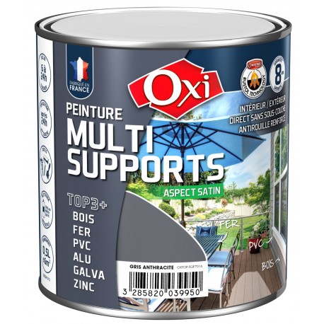 Peinture Multi-supports TOP3+ Gris anthracite 0.5 L