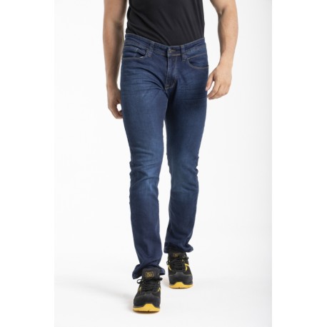 Jeans de travail coupe droite ajustée denim stretch WORK0 stone brossé T.38